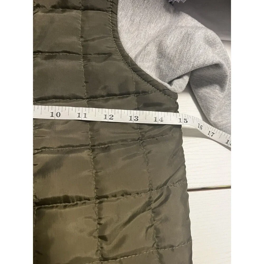 Tommy Bahama Boys Quilted Hoodie Jacket Puffer Cotton Gray Olive Green Sz M (7-8